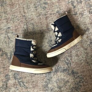 Toddler Navy and Brown Winter Duck Boots